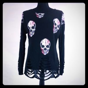 Black Sculled out shirt with blood accents
